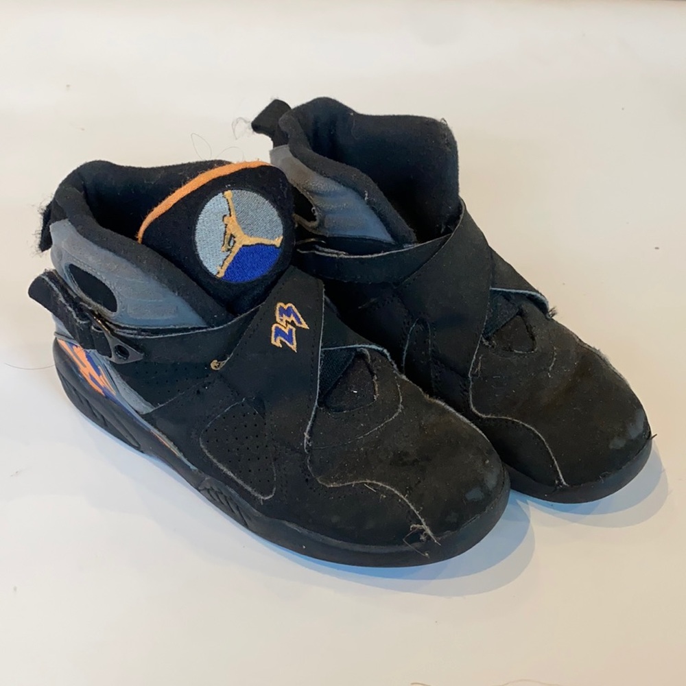 Air Jordan black high tops. Velcro needs sewn